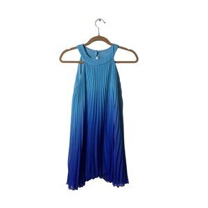 Tween Diva Girls Halter Pleated Ombre Dress Size 12 Blue  Polyester